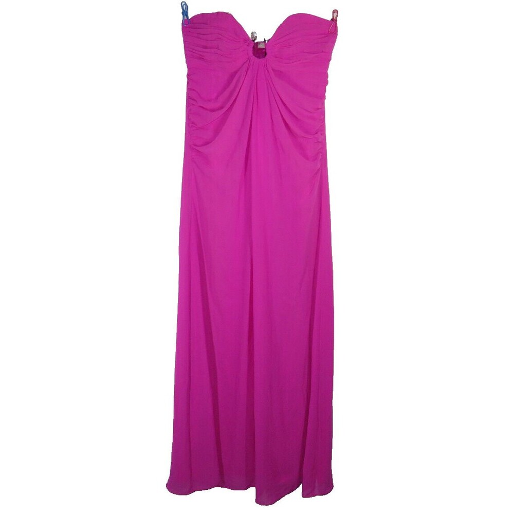 Laundry By Shelli Segal Women's Magenta Strapless Formal Prom Gown Size 2